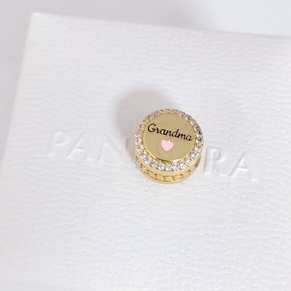 Pandora Engravable Grandma Charm Bead Gold Plated with box - Picture 4 of 8
